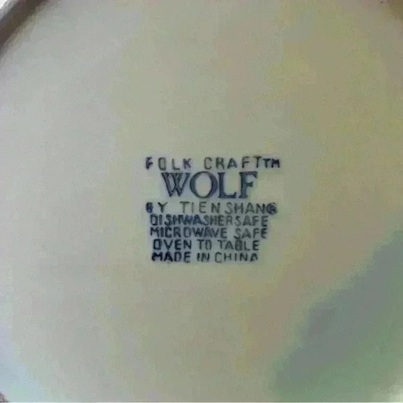 Tienshan Folk Craft Lone Wolf Stoneware Platter  Black Blue White 12" - Picture 4 of 4